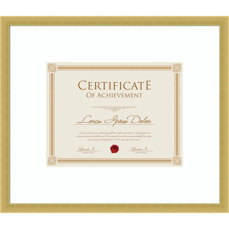 Svelte Clay Grey Framed Picture Frame, Photo Frame - 17x14.5 Matted White 11x9 - Svelte Polished Gold