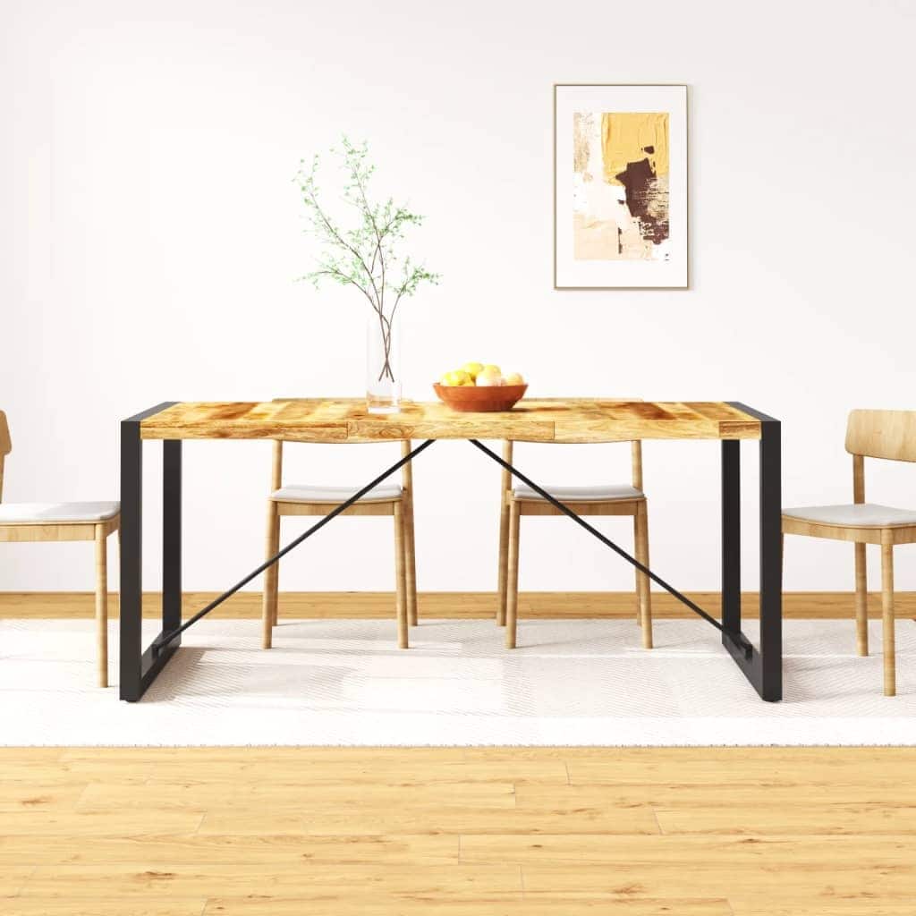 vidaXL Dining Table Solid Rough Mango Wood 70.9" - 70.9" x 35.4" x 29.9" (L x W x H)