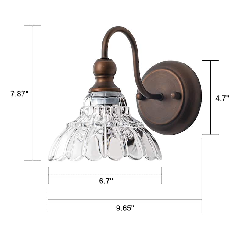 1/3/4-Light Vintage Bathroom Vanity Light with Clear Trumpet Glass Shades