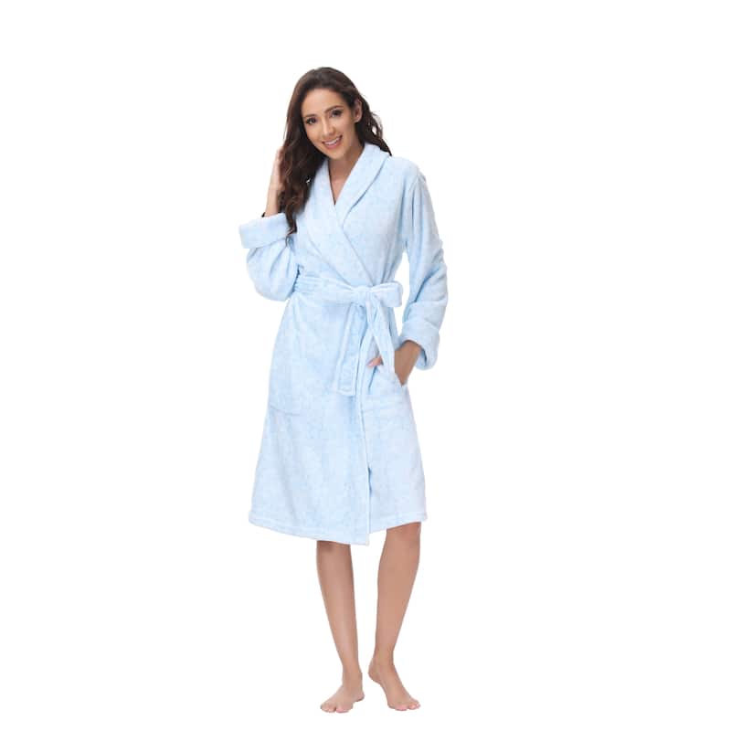 INK+IVY Women's Printed Plush Bathrobe