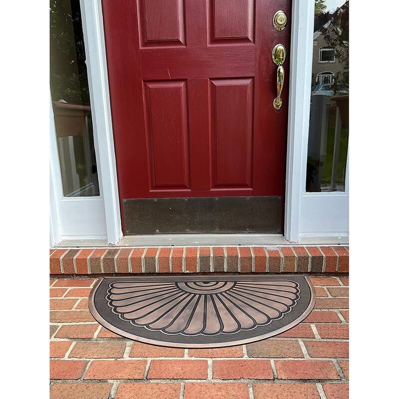 A1HC 100% Pure Rubber Front Door Mat 30”x48”, Non-Slip, Thin Profile Heavy Duty Doormat,Indoor Outdoor Sunburst Good Luck Design