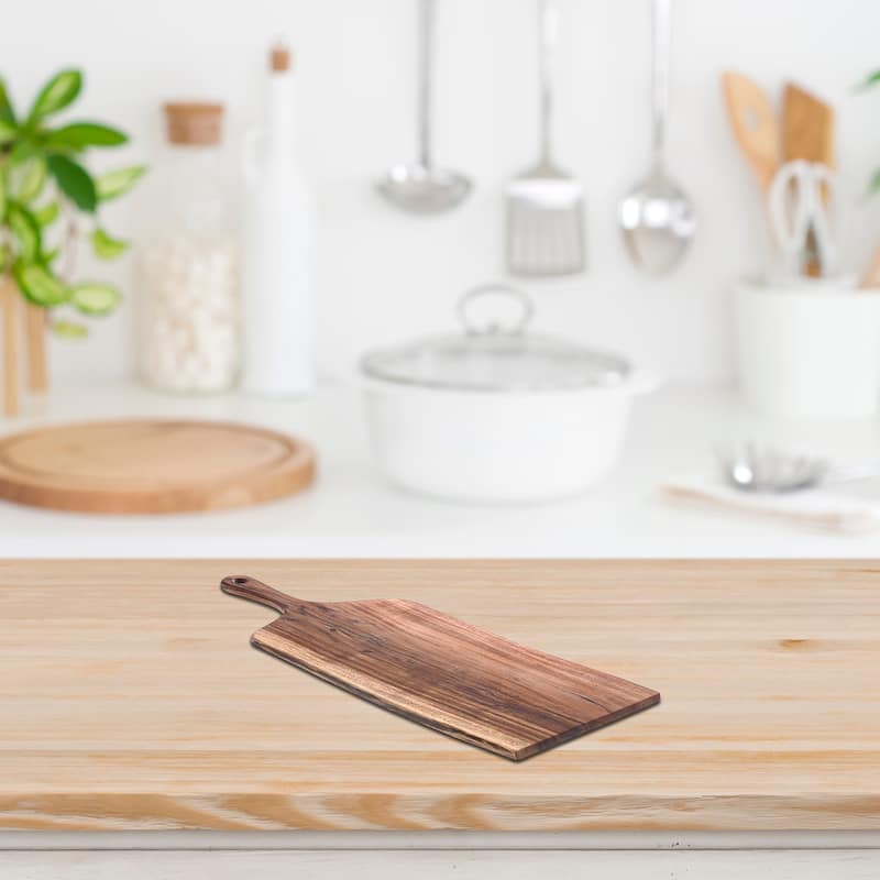 IH Casa Decor Acacia Wood Live Edge Serving Board With Handle - Brown