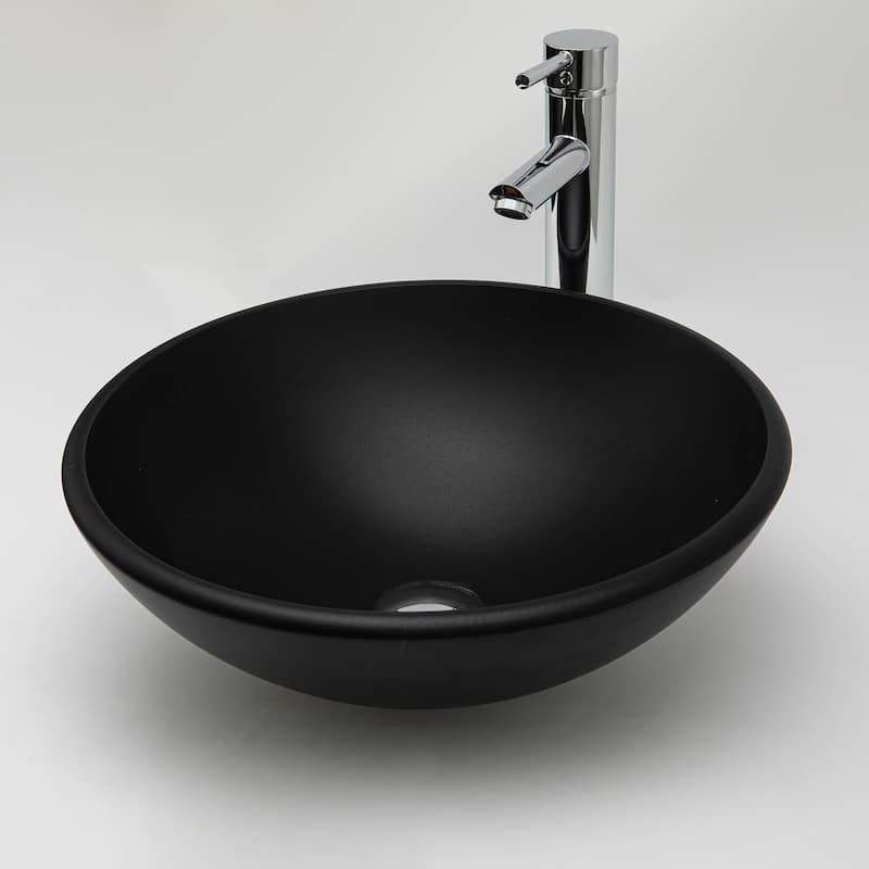 Vinnova Glass Circular Vessel Bathroom Sink without Faucet