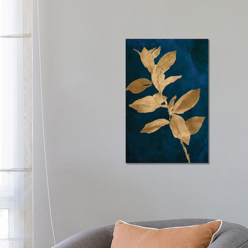 iCanvas "Gold Leaves on Navy IV" by Lanie Loreth Canvas Print - 26x18x1.5