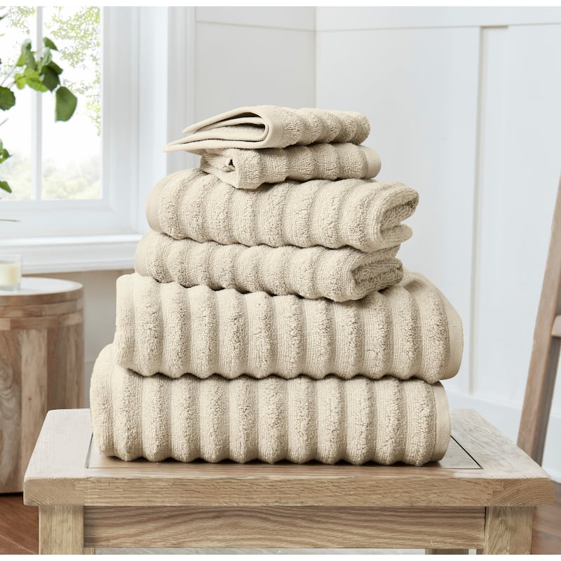 Christian Siriano NY Textured Zero Twist 6 Piece Towel Set - Beige