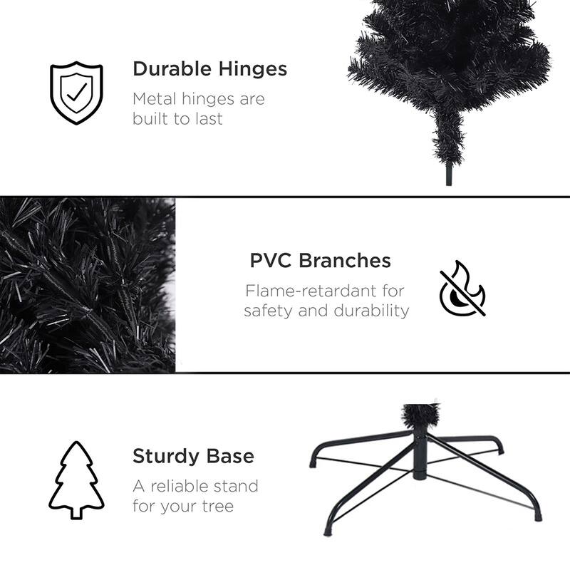 7.5Ft Black Artificial Halloween Christmas Pencil Tree for Home Decor - Halloween Christmas Decorations