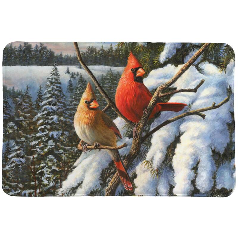 Winter cardinal Memory Foam Rug - 21x34 - Multi