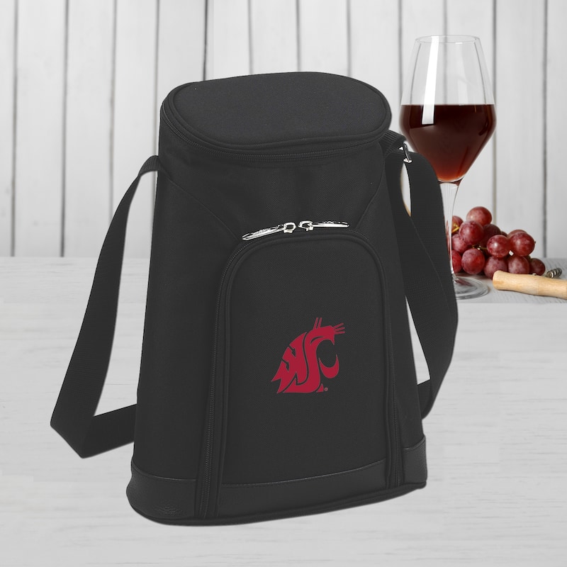 NCAA Washington State Cougars Stylish 2 Bottle Insulated Wine Tote Bag with Cheese Board, Knife and Corkscrew