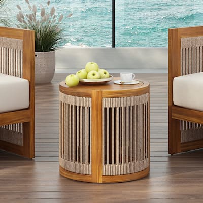 Christopher Knight Home - Aurelian Patio Acacia Wood Side Table with Boho Rope