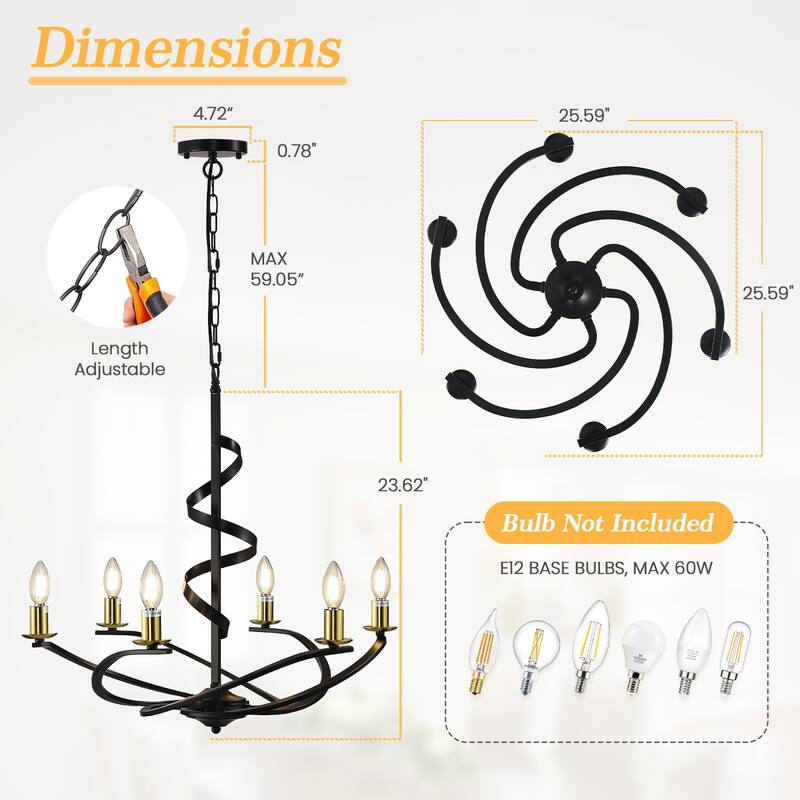 Vintage Swirling Ribbon Shaped Candle Chandelier