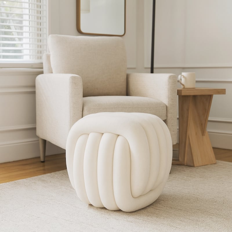 Resin Modern Sculptural Backless Stool - White, 18 in.