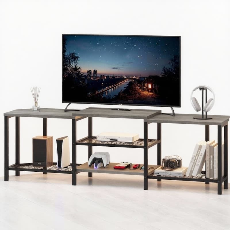 LED TV Stand, with Power Outlets, Up to 75 Inch - Grey