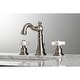 preview thumbnail 1 of 3, Kingston Brass American Classic Two-Handle 3-Hole Deck Mount Widespread Bathroom Faucet with Pop-Up Drain Brushed Nickel
