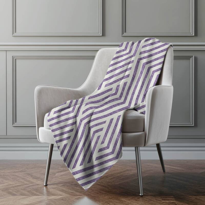 Premium Machine Washable Contemporary Geo Sherpa Throw Blanket - Purple - 4'2" x 5'10"
