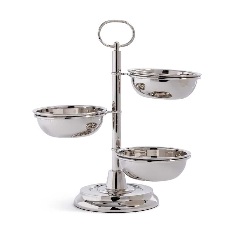 Polished Metal 3-Tier Appetizer and Condiment Server - Nickel