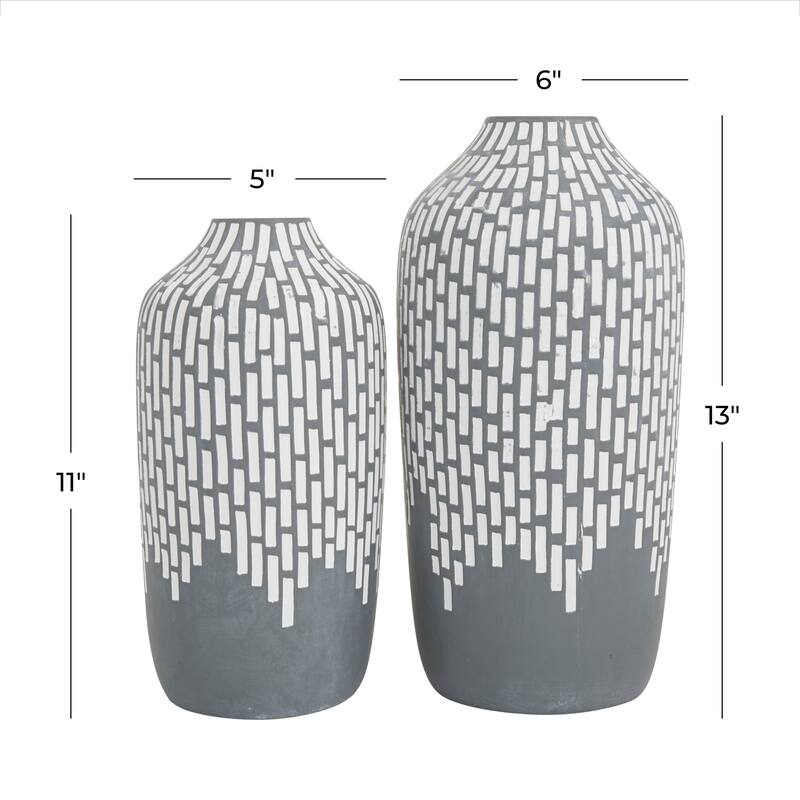 Gray Ceramic Mosaic Inspired Vase (Set of 2)