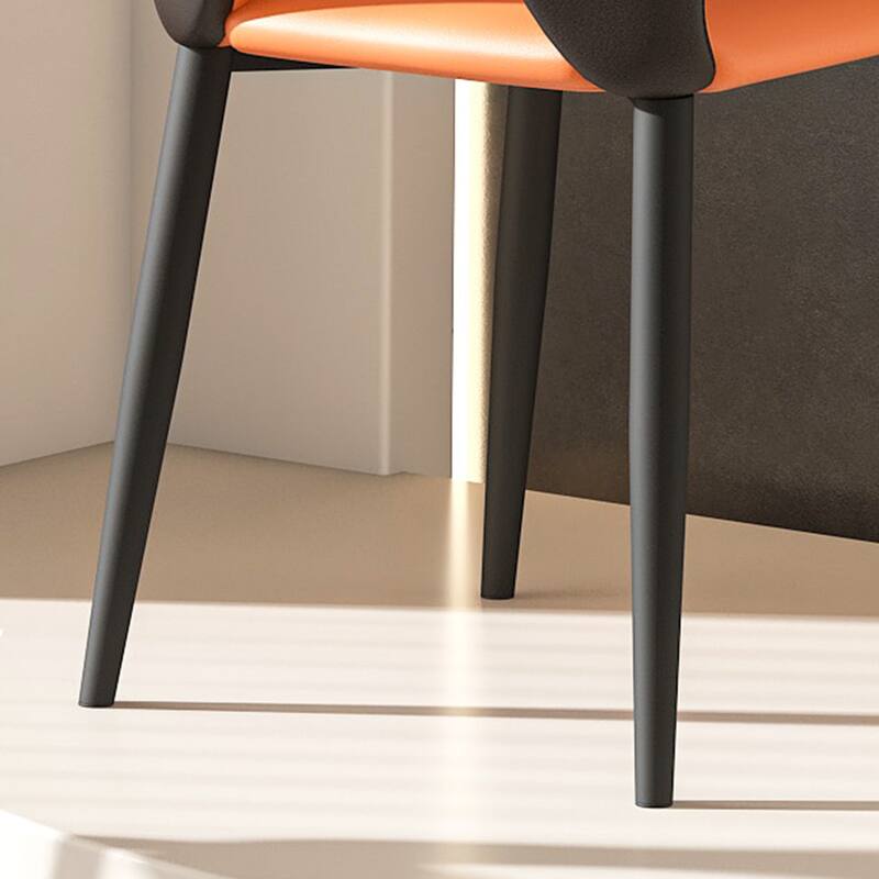 Modern 2 Piece PU Metal Kitchen Dining Chair with Soft Cushions, Non Slip Foot Pads for Dining Room Kitchen Living Room Bedroom