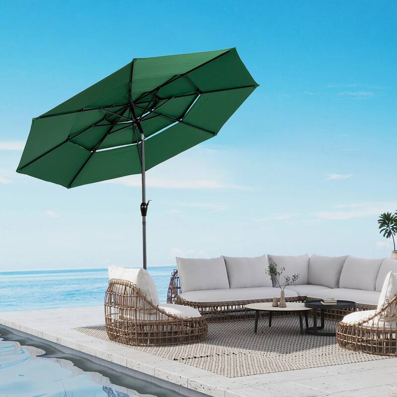 Topcraft 10ft Aluminum 3 Tier Tiltable Market Umbrella