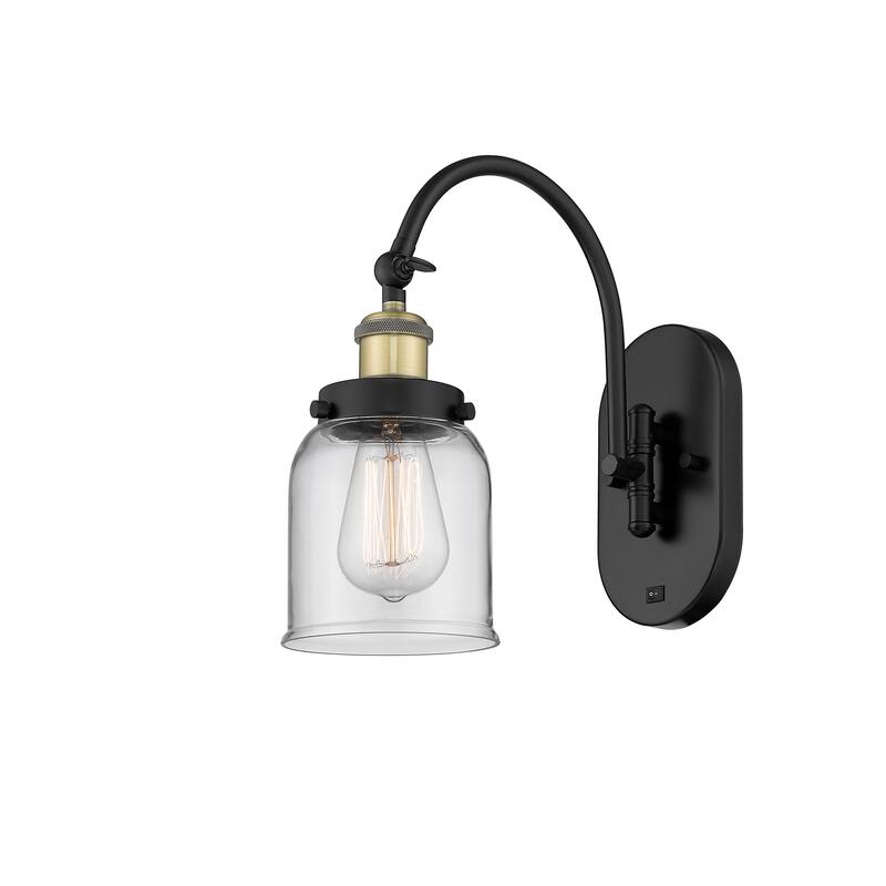 Innovations Lighting Franklin Restoration Bell - 1 Light 5" Sconce - Arm Swivels Side To Side - Clear/Black Antique Brass