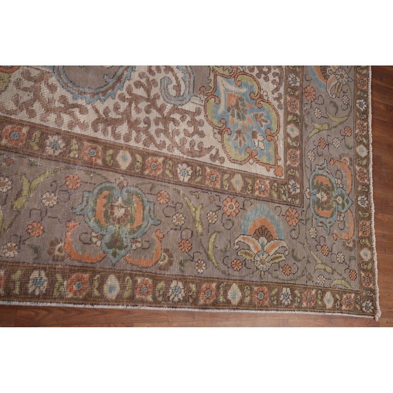 Tabriz Vintage Persian Rug Hand-Knotted Traditional Wool Carpet - 9'6" x 12'11"