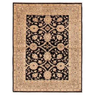 ECARPETGALLERY Hand-knotted Chobi Finest Black Wool Rug - 5'0 x 6'8