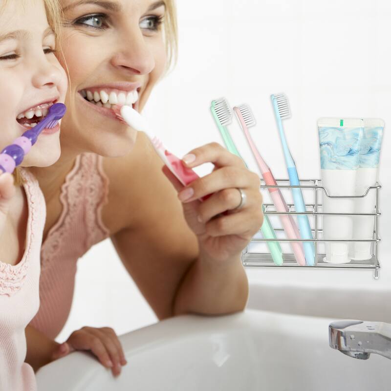 6 Slots 304 Stainless Steel Toothbrush Holder, Toothpaste Holder Stand, Bathroom Kitchen Accessories Organizer