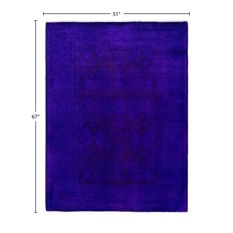 Overdyed One-of-a-Kind Hand-Knotted Area Rug - Purple - 4' 3" x 5' 7"