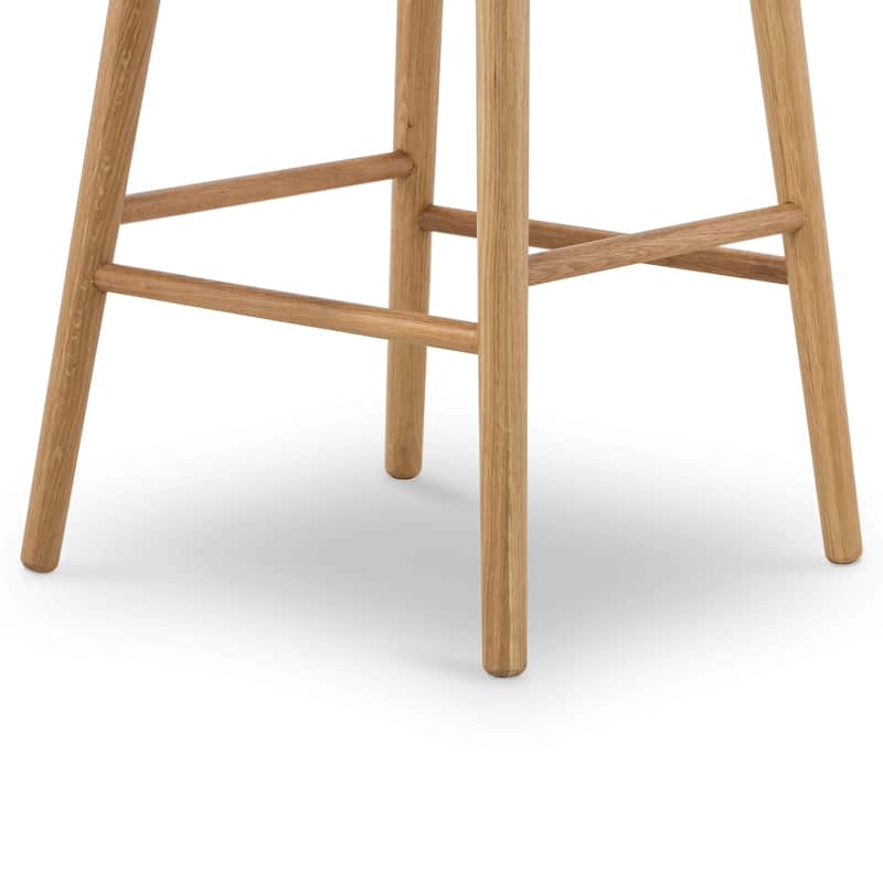 Poly & Bark Notello Leather Counter Stool - 26" Seat Height Solid Oak Wood Frame