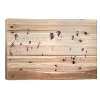 Air Balloons Print On Wood by Sisi & Seb - Multi-Color