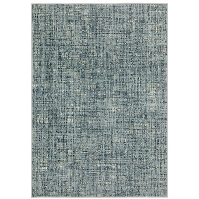 Style Haven Bassel Etched Striped Teal/ Grey Indoor Area Rug
