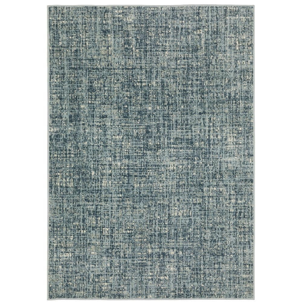 Style Haven Bassel Etched Striped Teal/ Grey Indoor Area Rug