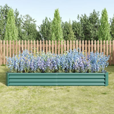 Countryside Style Garden Bed with 2 Supporting Bars Metal Elevated, for Flower Planters Vegetables Outdoor Gardening - 8' x 10'