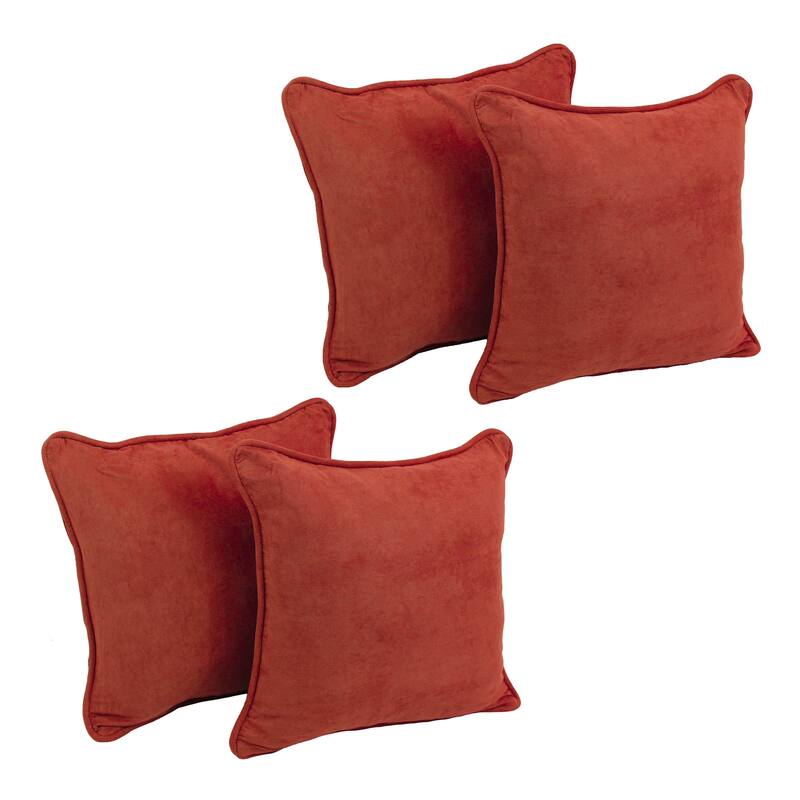 Blazing Needles 18-Inch Microsuede Throw Pillows (Set of 4) - Cardinal Red