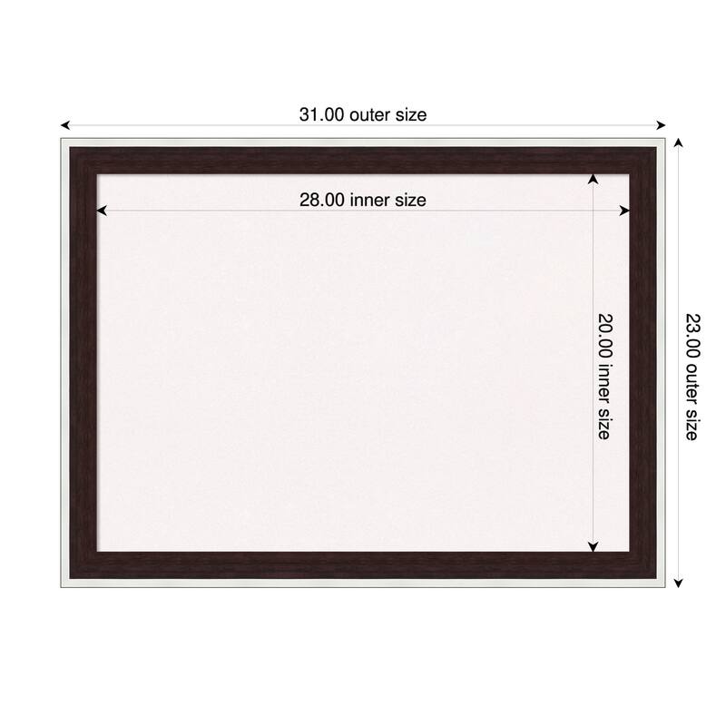 Maya Espresso Silver Framed Cork Board - Bulletin Board, Organization Board, Pin Board - White - 31 x 23 in