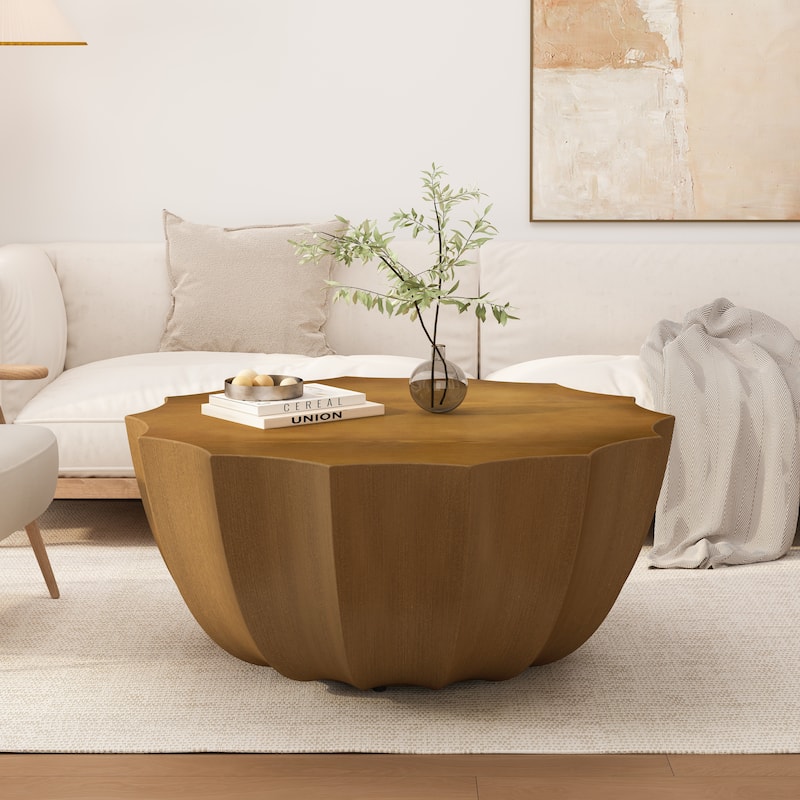 GDFStudio Thoren Magnesium Oxide Outdoor and Indoor Coffee Table with Weather-Resistant Surface