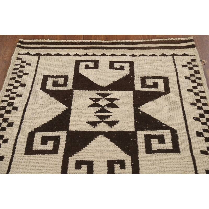 Tribal Beige Plush Anatolian Turkish Runner Rug Handmade Wool Carpet - 3'7"x 11'2"