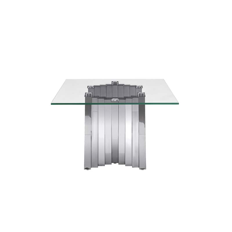 Tempered Glass Top Coffee Table with Gold Mirror Finish Stainless Steel Base