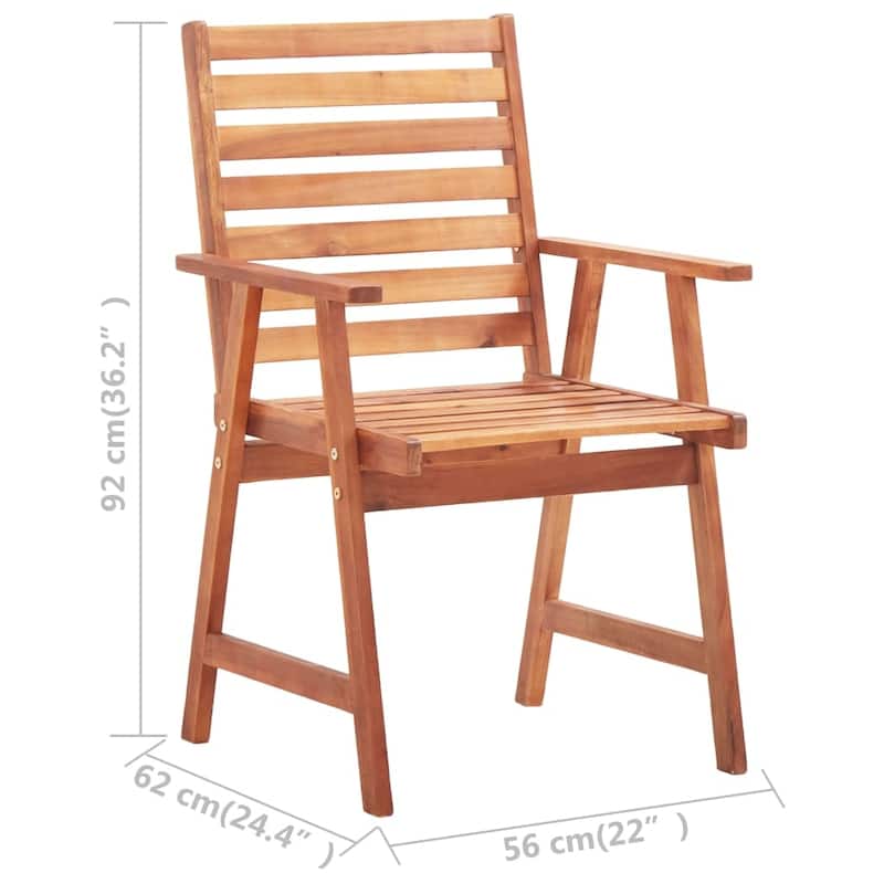 vidaXL Patio Dining Chairs Outdoor Patio Chair with Cushions Solid Wood Acacia - 22" x 24.4" x 36.2"