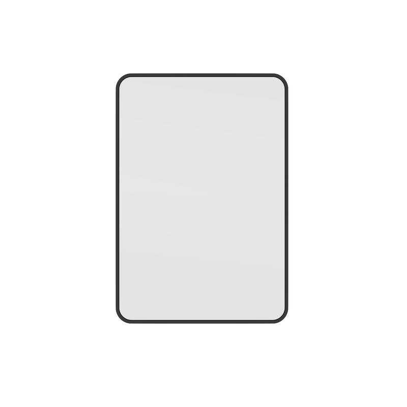 Glass Warehouse 32 in. H x 22 in. W Radius Corner Stainless Steel Framed Mirror