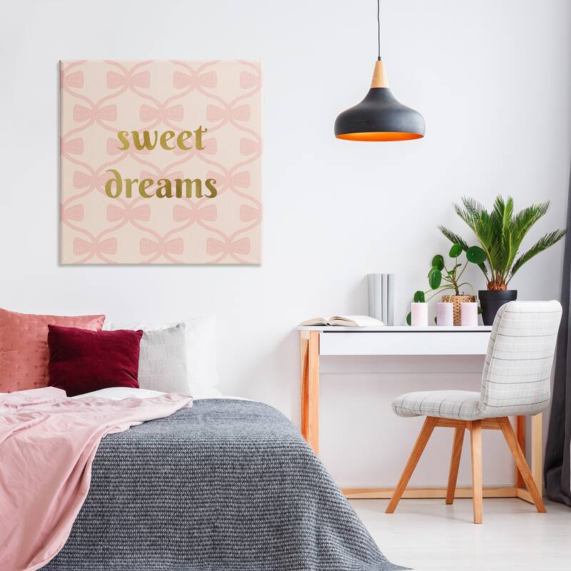 Stupell Pastel Bows & Sweet Dreams Canvas Wall Art Design By Sazerelli Designs