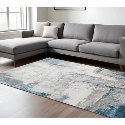 HomeRoots Abstract Contemporary Rectangle Area Rug