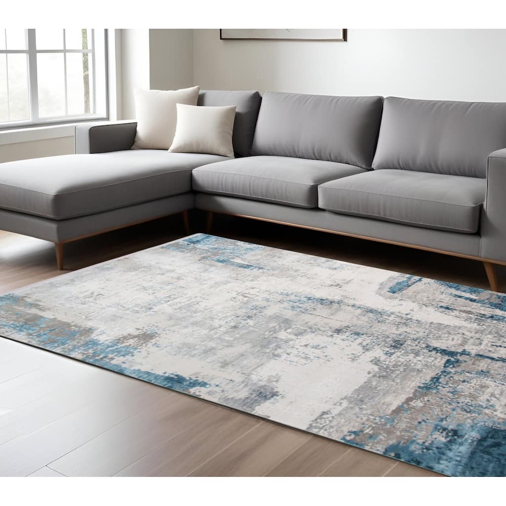 HomeRoots Abstract Contemporary Rectangle Area Rug