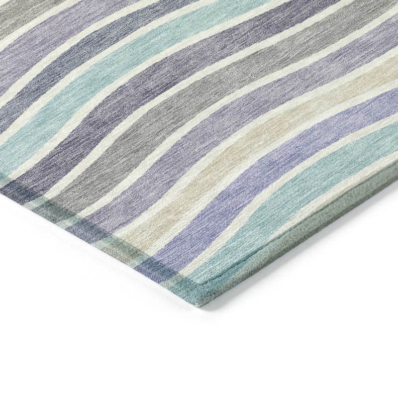 Machine Washable Indoor/ Outdoor Contemporary Stripe Chantille Rug