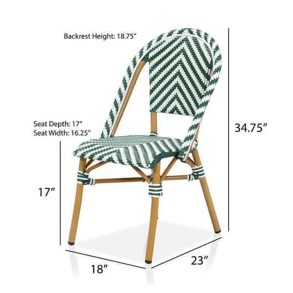 dimension image slide 2 of 11, Furniture of America Irene French Chevron Wicker Patio Dining Chairs