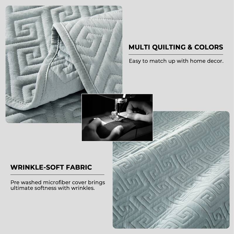 3-Piece Reversible Ultra Lighweight Coverlet Premium Microfiber Bedspread Quilt Set