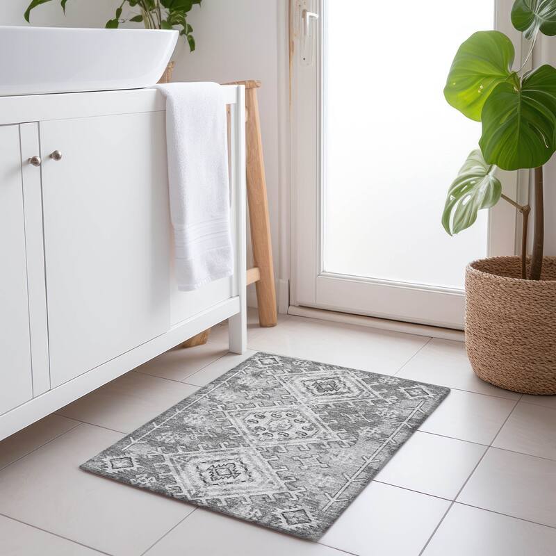 Premium Washable Super Soft Boho Global Mayfield Rug - Grey - 1' 8" x 2' 6" - Rectangle