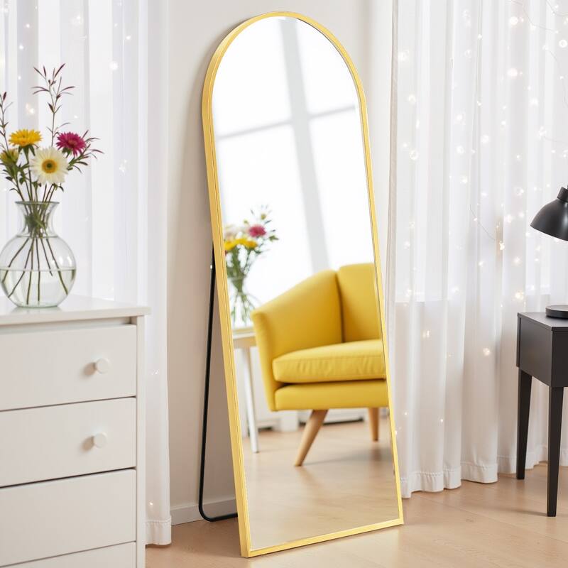 Full Length Mirror with Stand, Floor Mirror with Aluminum Alloy Frame for Bedroom, Standing Full Body Mirror for Wall, Cloakroom
