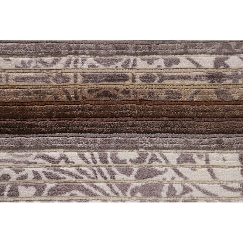 Modern Accent Rug Handmade Indian Abstract Wool Carpet - 2'9"x 5'2"