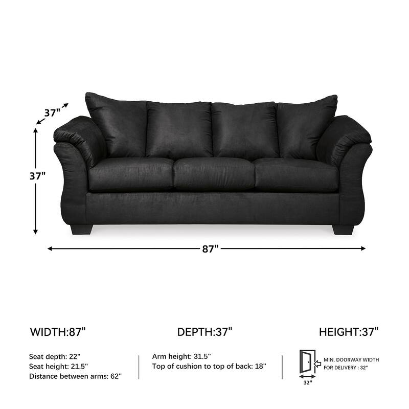 Signature Design by Ashley, Darcy Contemporary Black Sofa