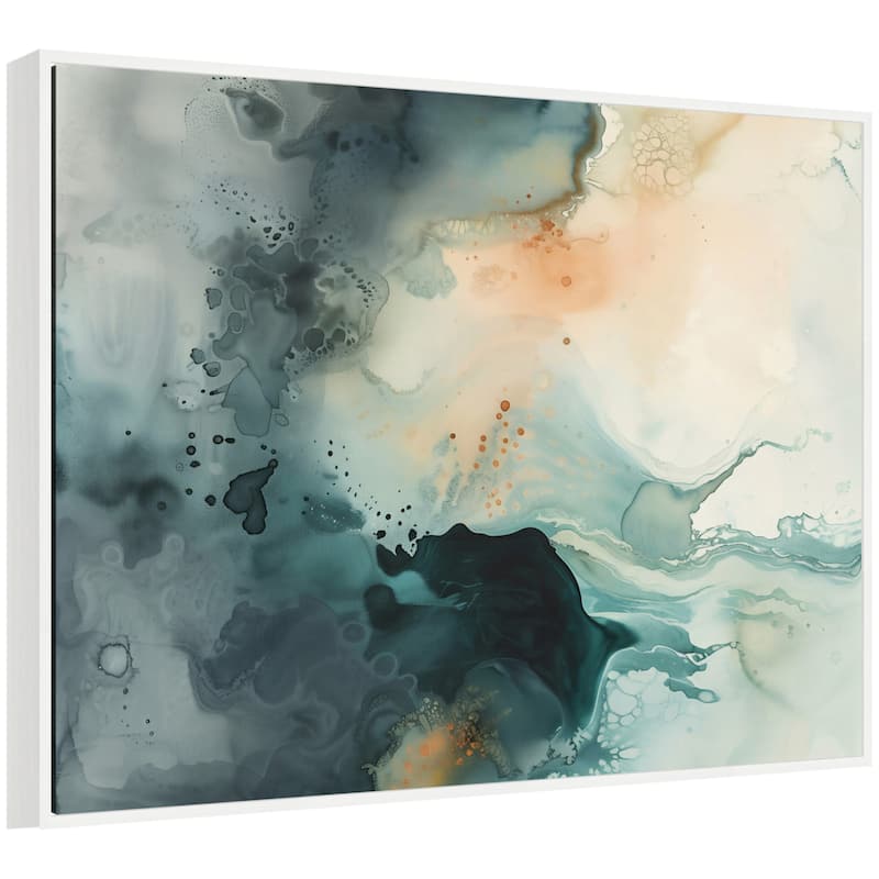 Kate and Laurel Sylvie Ethereal Ink I Framed Canvas by Amy Lighthall - White